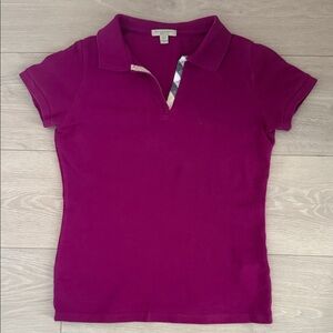 Burberry Magenta Short Sleeve Polo Tee
